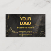 Business Logo Elegant Black en Gold Marble Visitekaartje (Voorkant)