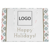 Business Logo Elegant Poinsettia Motief Kerst Groot Cadeauzakje (Voorkant)