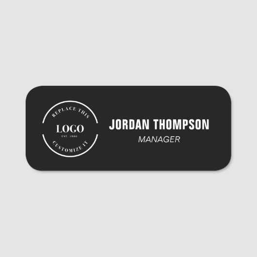 Business logo Employee ID Aangepast zwart Naamplaatje (Voorkant)