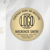 Business Logo Employee ID Faux Metallic Gold Round Naamplaatje