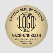 Business Logo Employee ID Faux Metallic Gold Round Naamplaatje (Voorkant)