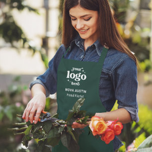 Business Logo Employee Naam Functie Titel Donkergr Schort
