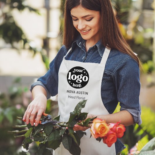 Business Logo Employee Name Functie Titel Wit Schort