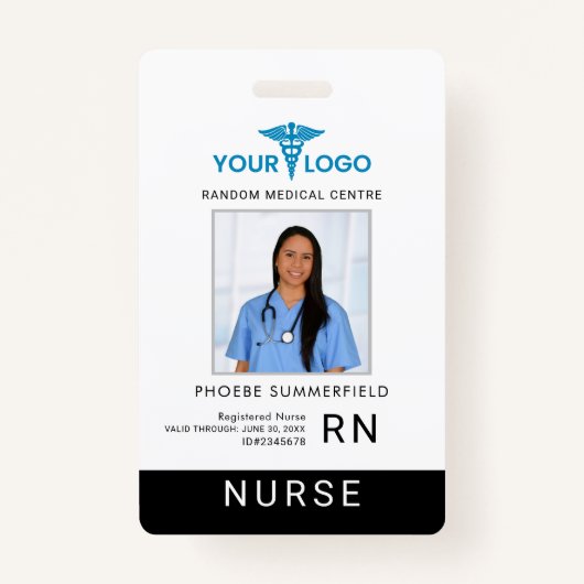 Business Logo Employees Photo ID Barcode Custom Badge (Voorkant)