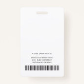 Business Logo Employees Photo ID Barcode Custom Badge (Achterkant)