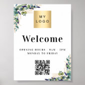 Business logo eucalyptus Welkom opening QR-code Poster (Voorkant)