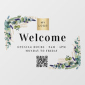 Business logo eucalyptus Welkom opening QR-code Raamsticker (Vel)