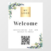 Business logo eucalyptus Welkom opening QR-code Raamsticker (Vel)