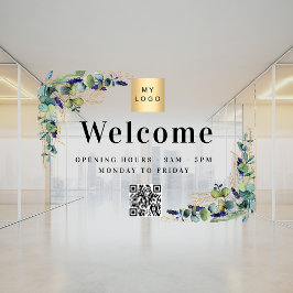 Business logo eucalyptus Welkom opening QR-code Raamsticker