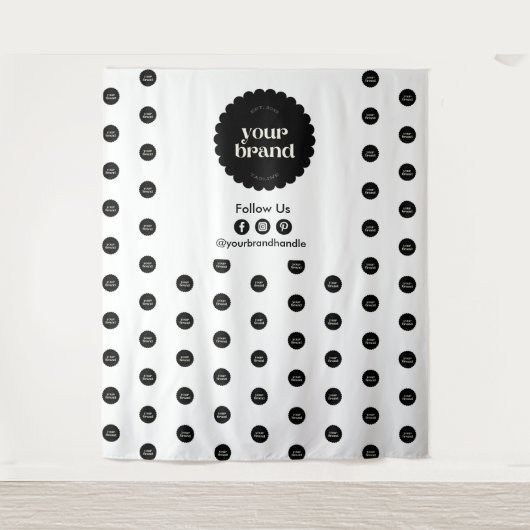 Business Logo Event Stap & Herhaal Volg ons Wandkleed (Voorkant)