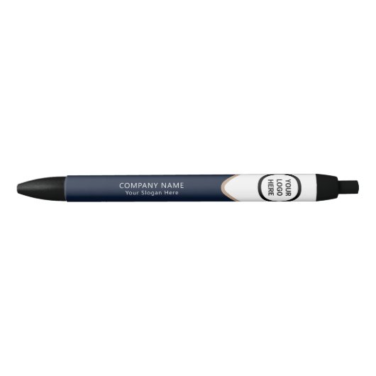Business Logo Executive Corporate Navy Gold Blauwe Inkt Pen (Voorkant)