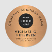 Business logo faux copper company employee naamplaatje (Voorkant)