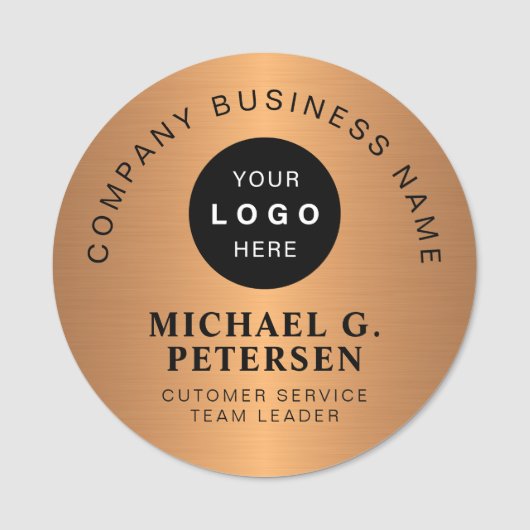 Business logo faux copper company employee naamplaatje (Voorkant)