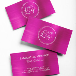 Business Logo Faux Hot Pink Ombre Folie Visitekaartje