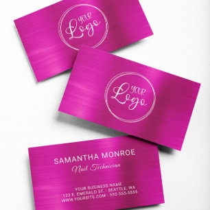 Business Logo Faux Hot Pink Ombre Folie Visitekaartje