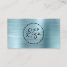 Business Logo Faux Light Blue Ombre Folie Visitekaartje