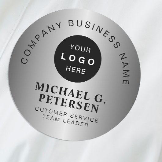 Business logo  faux silver company employee naamplaatje