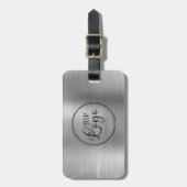 Business Logo Faux Silver Ombre Folie Bagagelabel (Voorkant verticaal)