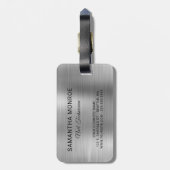 Business Logo Faux Silver Ombre Folie Bagagelabel (Achterkant verticaal)