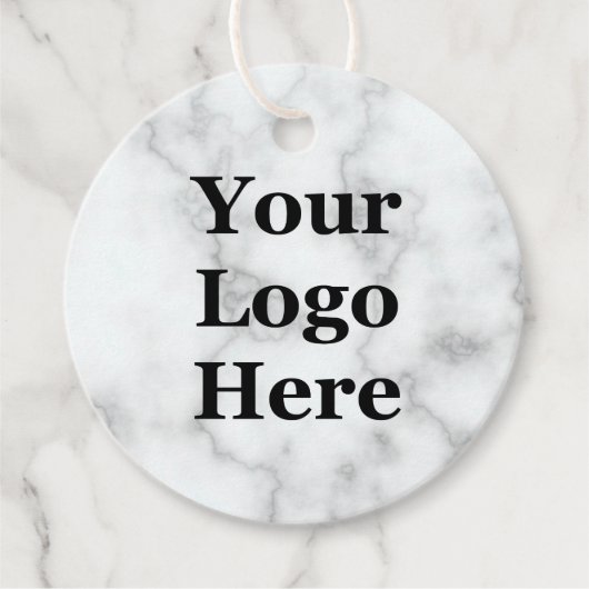 Business Logo Faux Wit Marmer 2-zijdig Prijs Label (Voorkant)