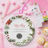 Business Logo Feestdagen Bedrijf toevoegen Jaarlij Papieren Bordje (Feest)