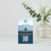 Business Logo Foto QR Code Modern Blue Visitekaartje (Staand voorkant)