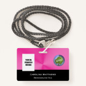 Business Logo Foto Roze Black Badge (Voorkant met draagriem)