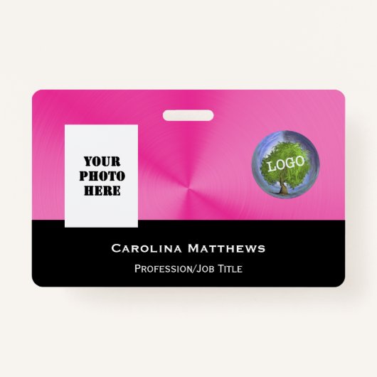 Business Logo Foto Roze Black Badge (Voorkant)