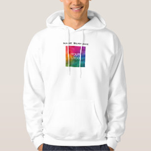 Business Logo Front Design Employee Mannen White Hoodie