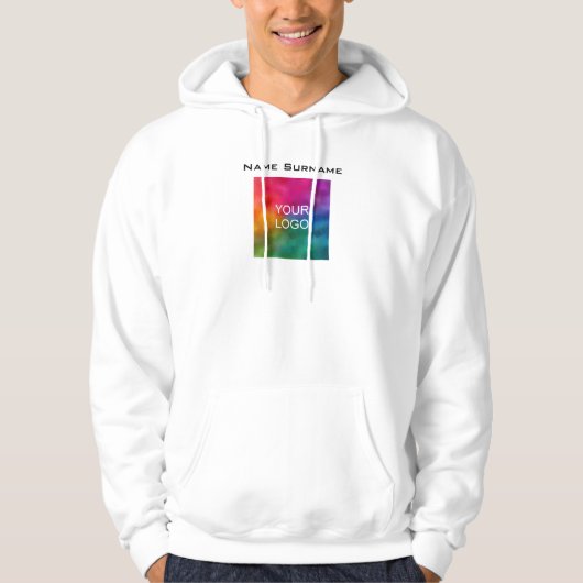 Business Logo Front Design Employee Mannen White Hoodie (Voorkant)