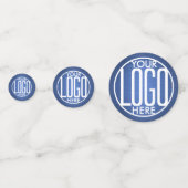 Business Logo geborsteld blauw faux metalen tafel Confetti (Achterkanten)