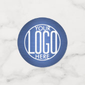 Business Logo geborsteld blauw faux metalen tafel Confetti (Kleine voorkant)