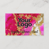 Business Logo Gold Elegance Pink Geode Informatiekaartje (Achterkant)