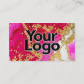 Business Logo Gold Elegance Pink Geode QR-code Informatiekaartje (Achterkant)