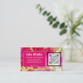 Business Logo Gold Elegance Pink Geode QR-code Informatiekaartje (Staand voorkant)