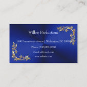 Business Logo Gold Foil Floral Corner Blue Visitekaartje (Achterkant)