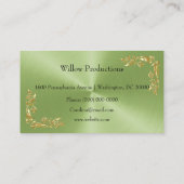 Business Logo Gold Foil Floral Corner Green Visitekaartje (Achterkant)