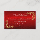 Business Logo Gold Foil Floral Corner Red Visitekaartje (Achterkant)