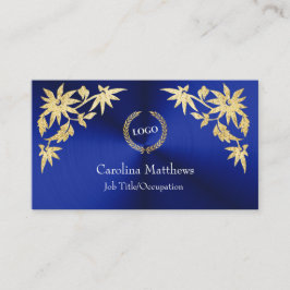 Business Logo Gold Foil Flower Corner Blue Visitekaartje