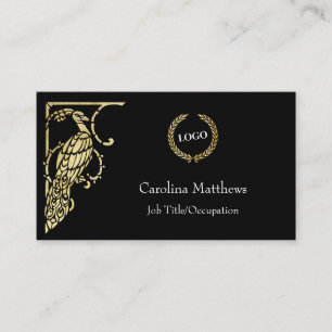 Business Logo Gold Foil Peacock Bird Visitekaartje
