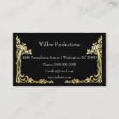 Business Logo Gold Foil Peacock Corner Black Visitekaartje (Achterkant)