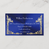 Business Logo Gold Foil Peacock Corner Blue Visitekaartje (Achterkant)