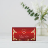 Business Logo Gold Foil Peacock Corner Red Visitekaartje (Staand voorkant)