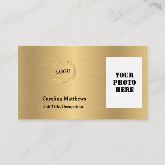 Business Logo Gold Photo Visitekaartje (Voorkant)
