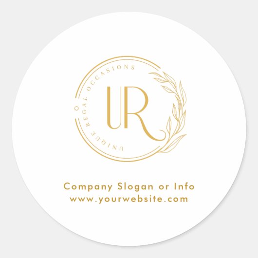 Business Logo Gold Script Modern Professional Ronde Sticker (Voorkant)