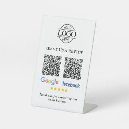 Business Logo Google & Facebook Reviews QR Code Reclamebord Met Voetstuk
