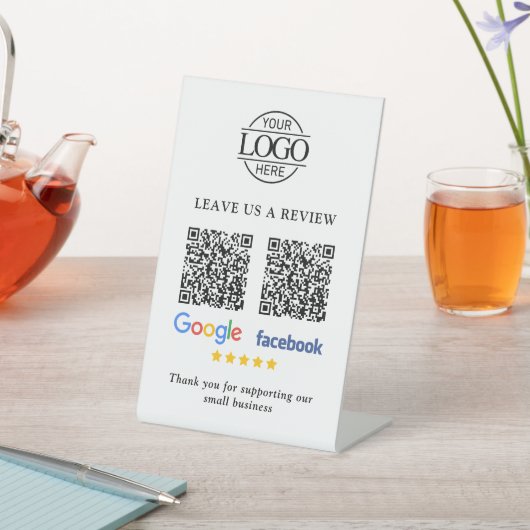 Business Logo Google & Facebook Reviews QR Code Reclamebord Met Voetstuk (Insitu)