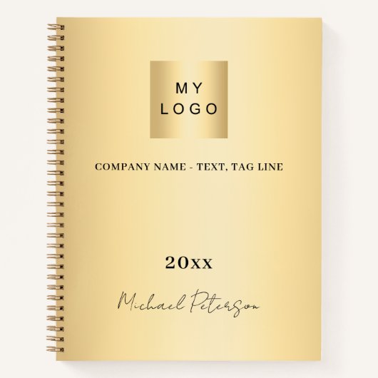 Business logo goud elegante naam script notitieboek (Voorkant)