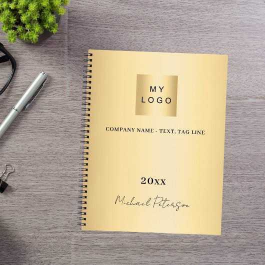 Business logo goud elegante naam script notitieboek