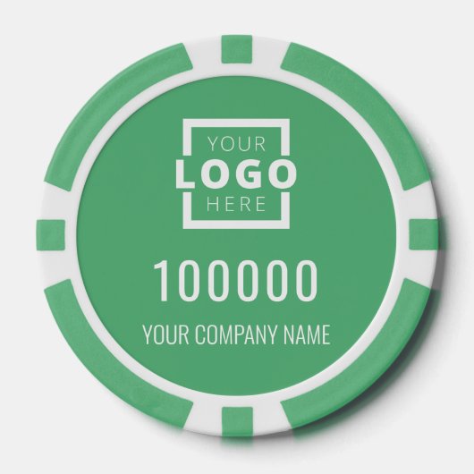 Business Logo Green Poker Chips (Voorkant)